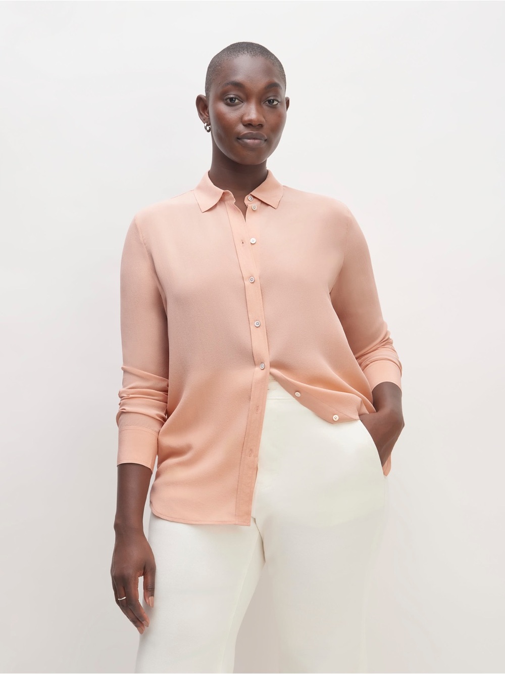 NWOT Everlane Washable Silk “Must-Have” Shirt in pink blush